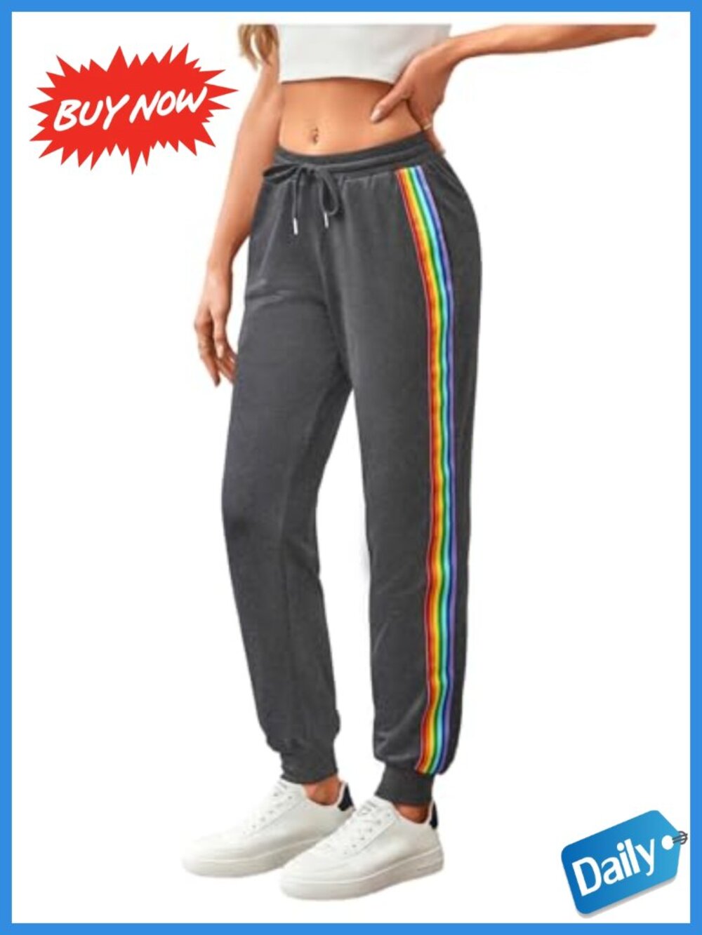 Striped Drawstring Jogger Sweatpants with Pockets Tapered Ankle